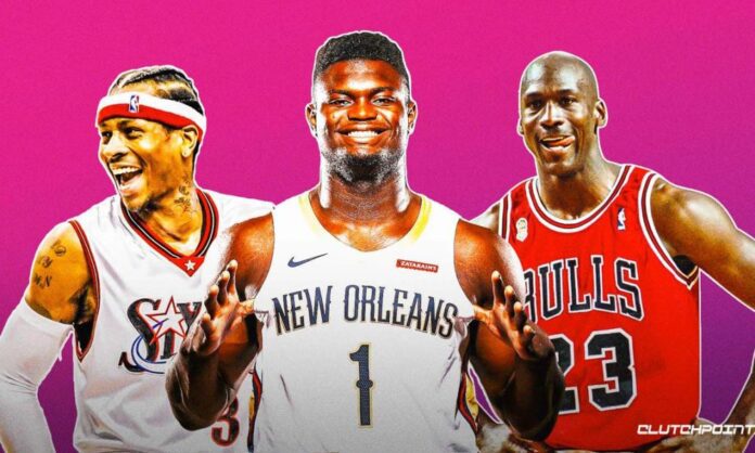 Zion Williamson, Allen Iverson, Michael Jordan, Pelicans